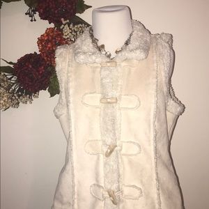 Sherpa lined, suede feel vest